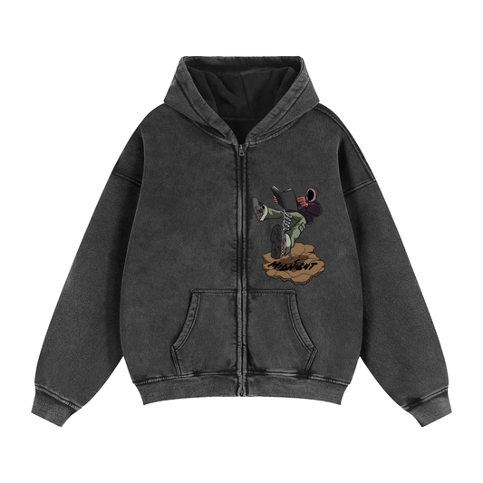 Zip-Through Boxy Fleece Hoodie