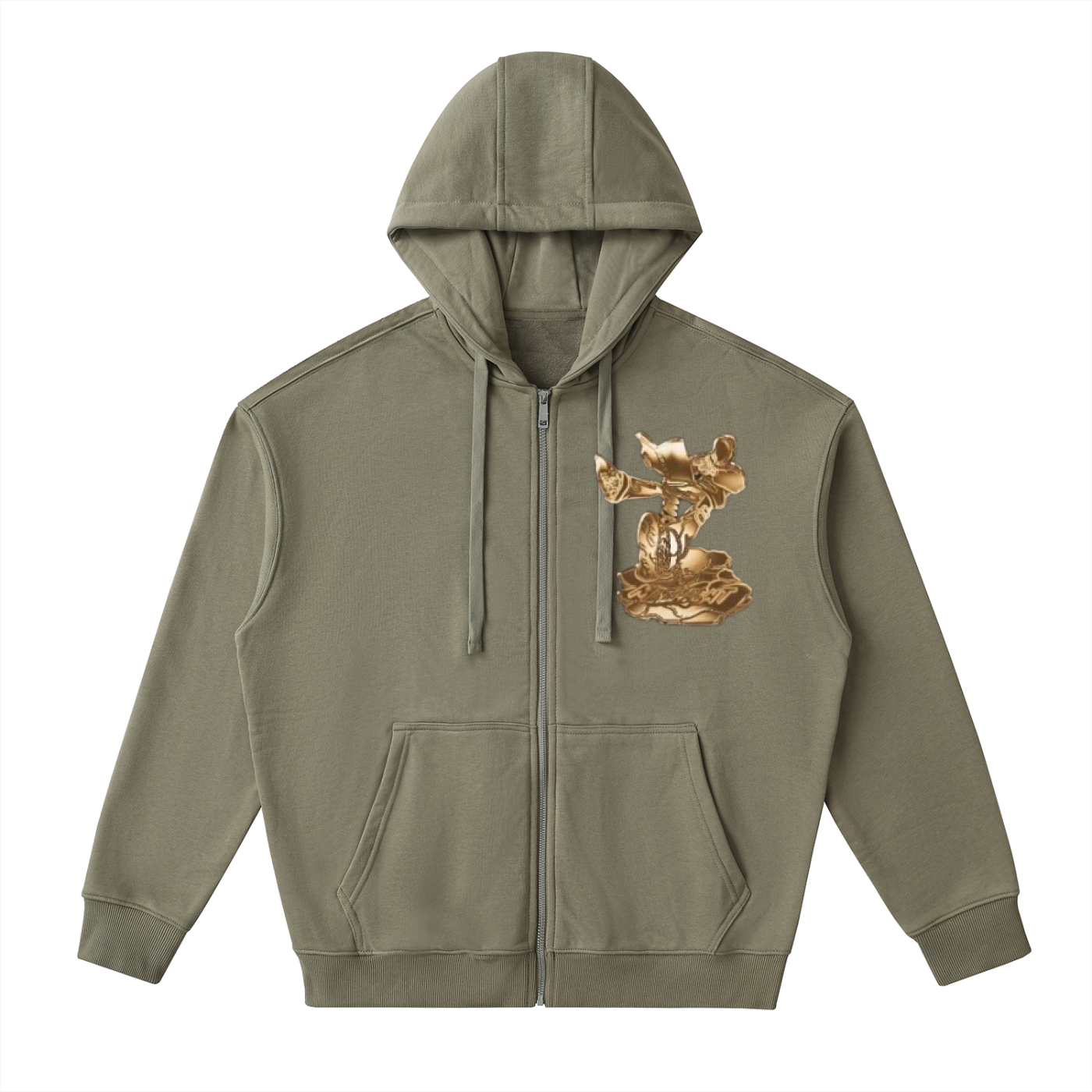 Drop-Shoulder Zip Up Hoodie