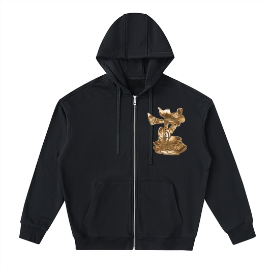 Drop-Shoulder Zip Up Hoodie