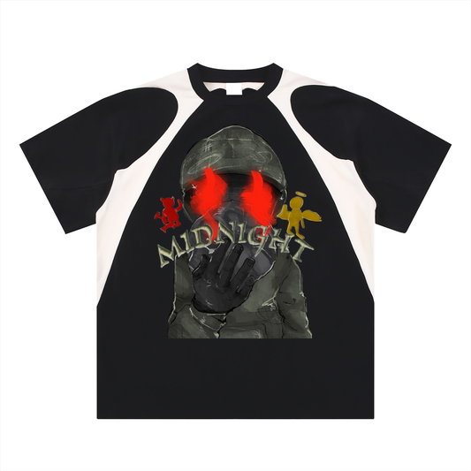 Contrast Panel Cotton T-Shirt