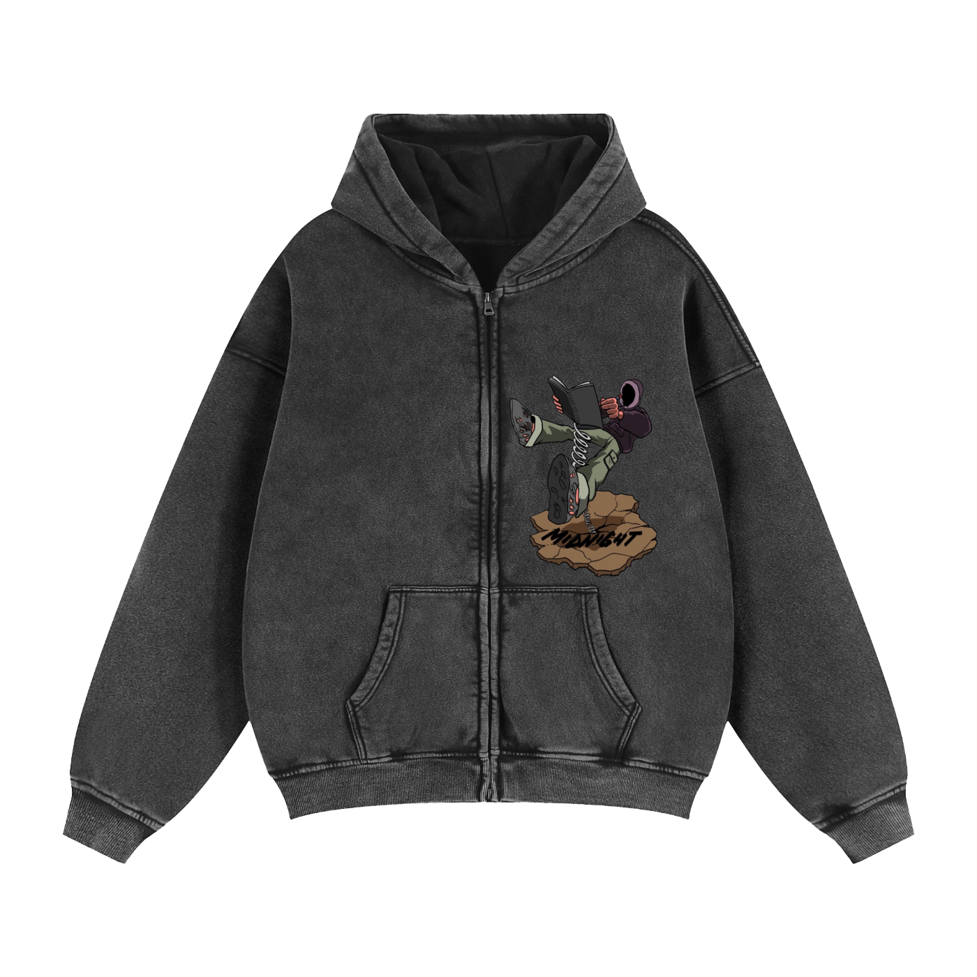 Zip-Through Boxy Fleece Hoodie